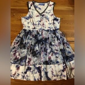 Vera Wang Simply Vera Easter Chiffon Overlay Watercolor Dress Size XL